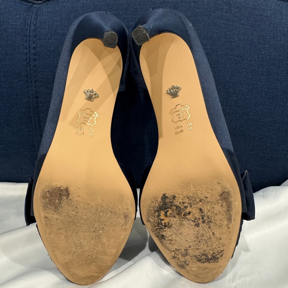 Nina Forbes2 Navy Satin Shoes Sz 7 - Picture 4 of 6
